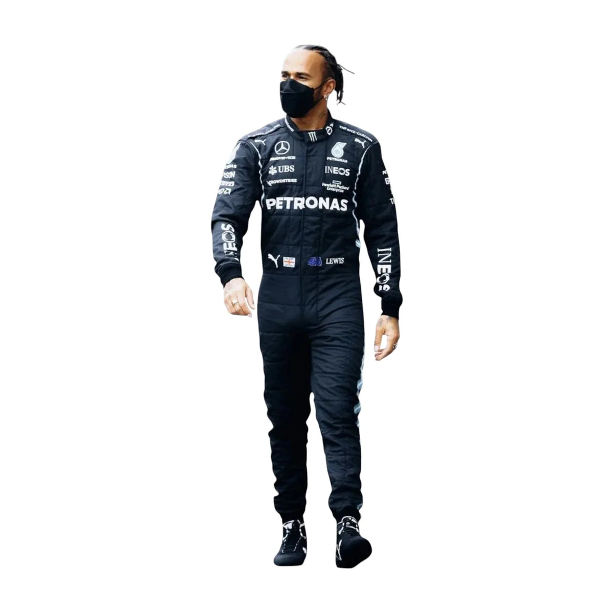 2020 F1 Champion-Inspired Black/Teal Motorsport Race Suit (Hamilton Style)