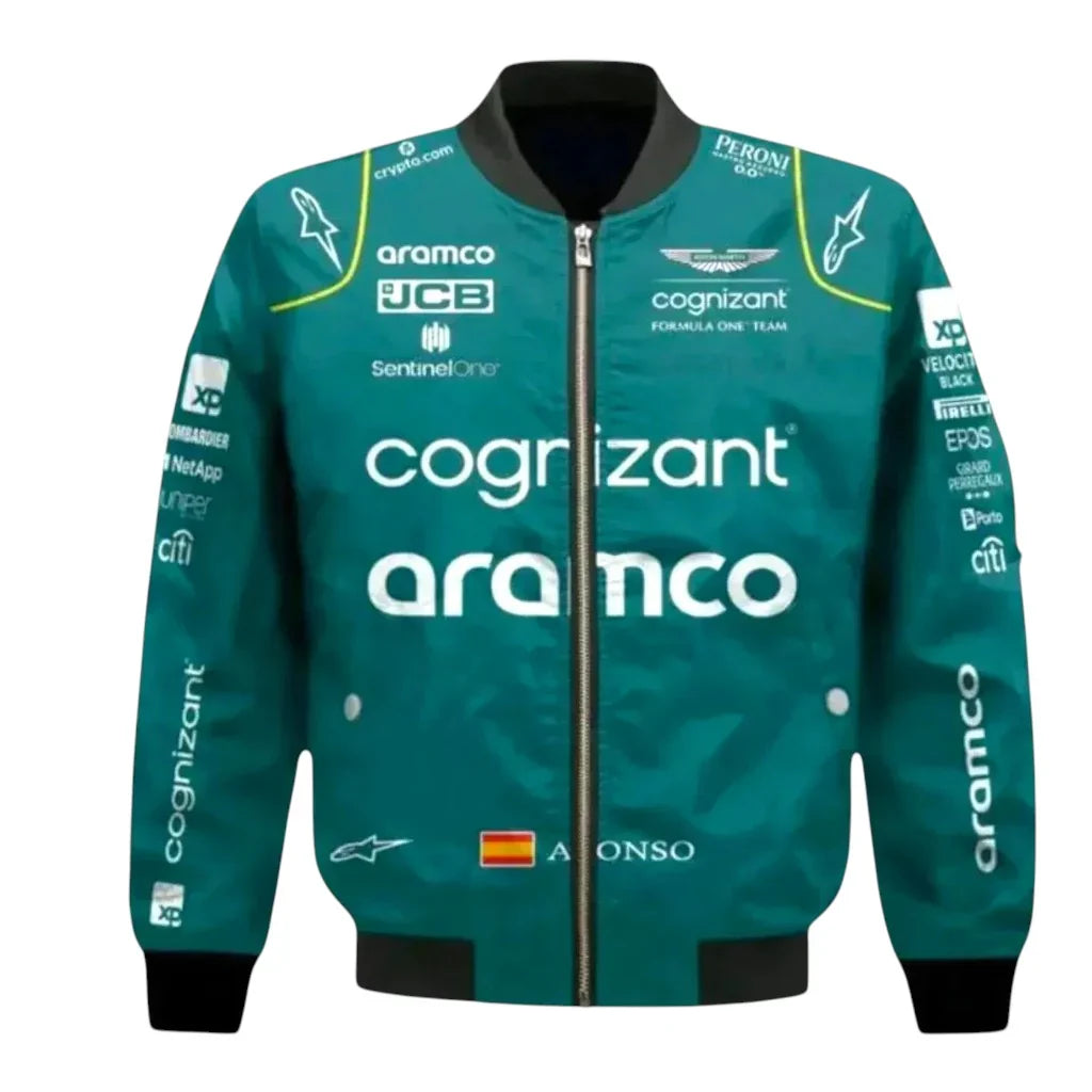 Aston Martin F1 2023 Fernando Alonso Vintage Team Jacket – Official Bomber