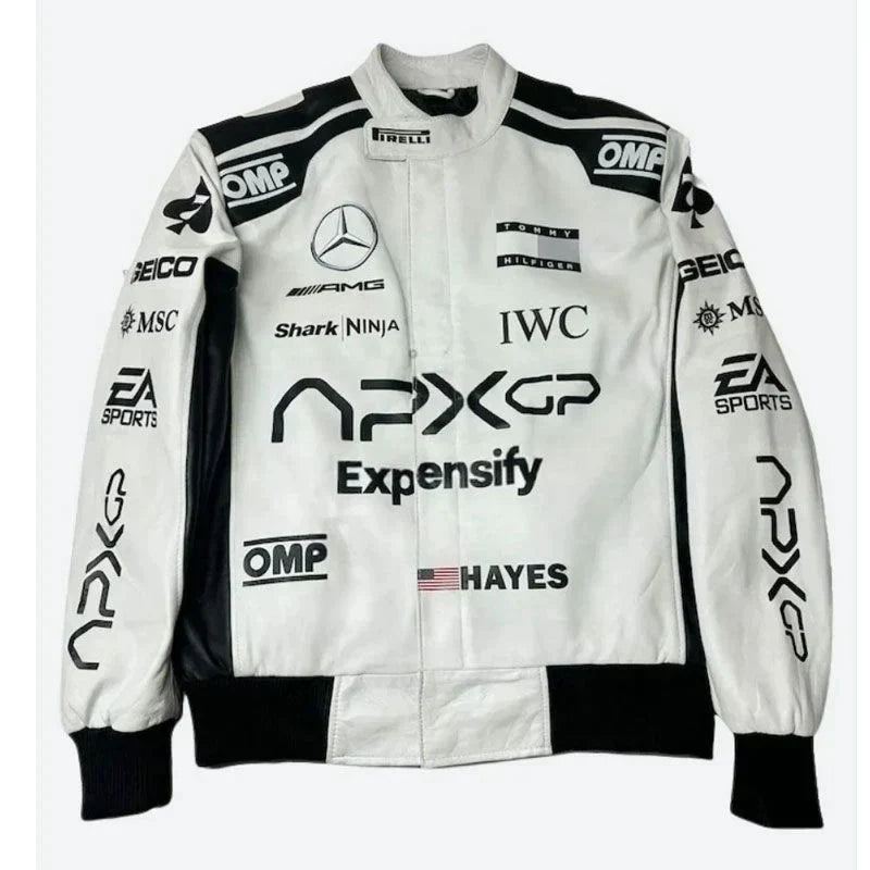 Brad Pitt F1 Black and White Racer Softshell Printed Jacket