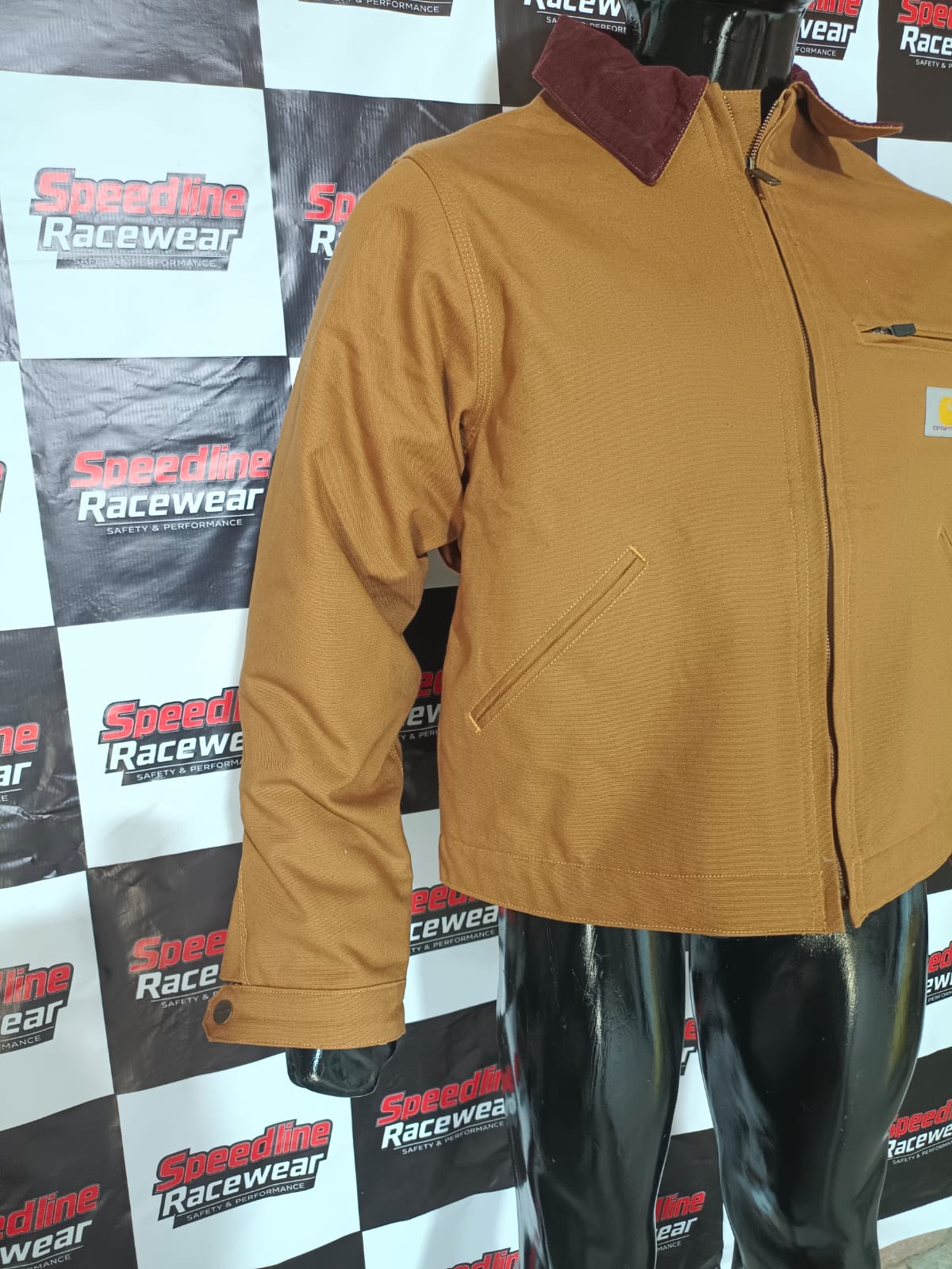 Carhartt Detroit Style Brown Duck Canvas Work Jacket with Corduroy Collar
