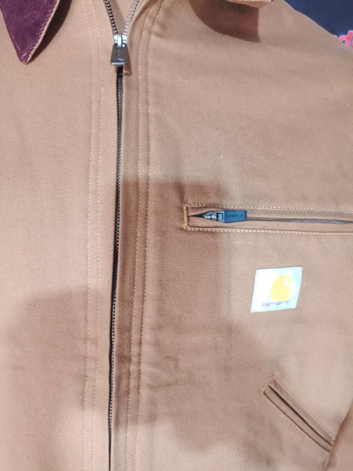 Carhartt Detroit Style Brown Duck Canvas Work Jacket with Corduroy Collar