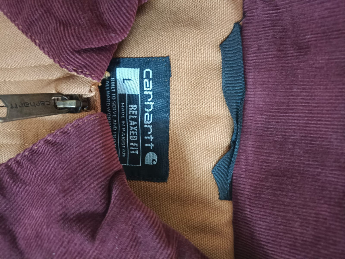 Carhartt Detroit Style Brown Duck Canvas Work Jacket with Corduroy Collar