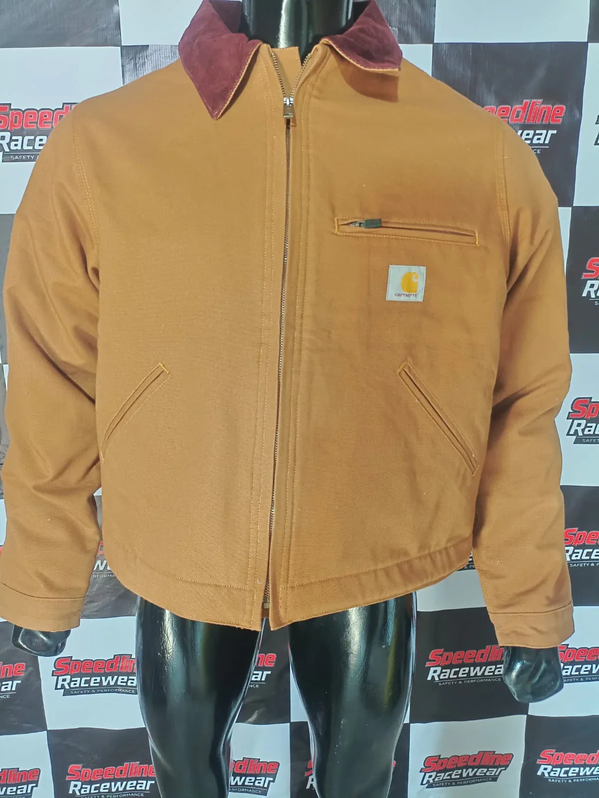 Carhartt Detroit Style Brown Duck Canvas Work Jacket with Corduroy Collar