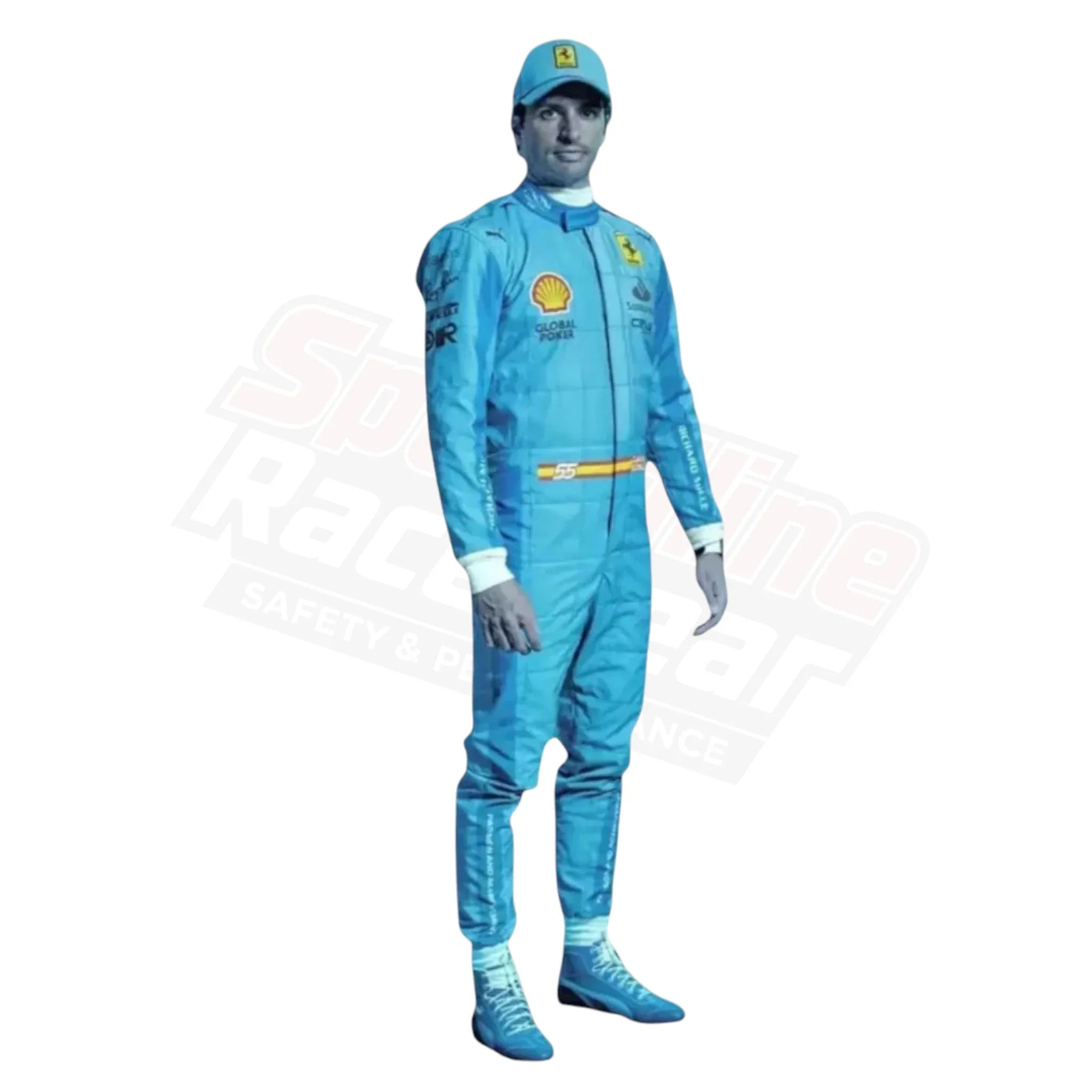New 2024 Carlos Sainz Jr Miami Grand Prix Ferrari F1 Racing Suit Replica