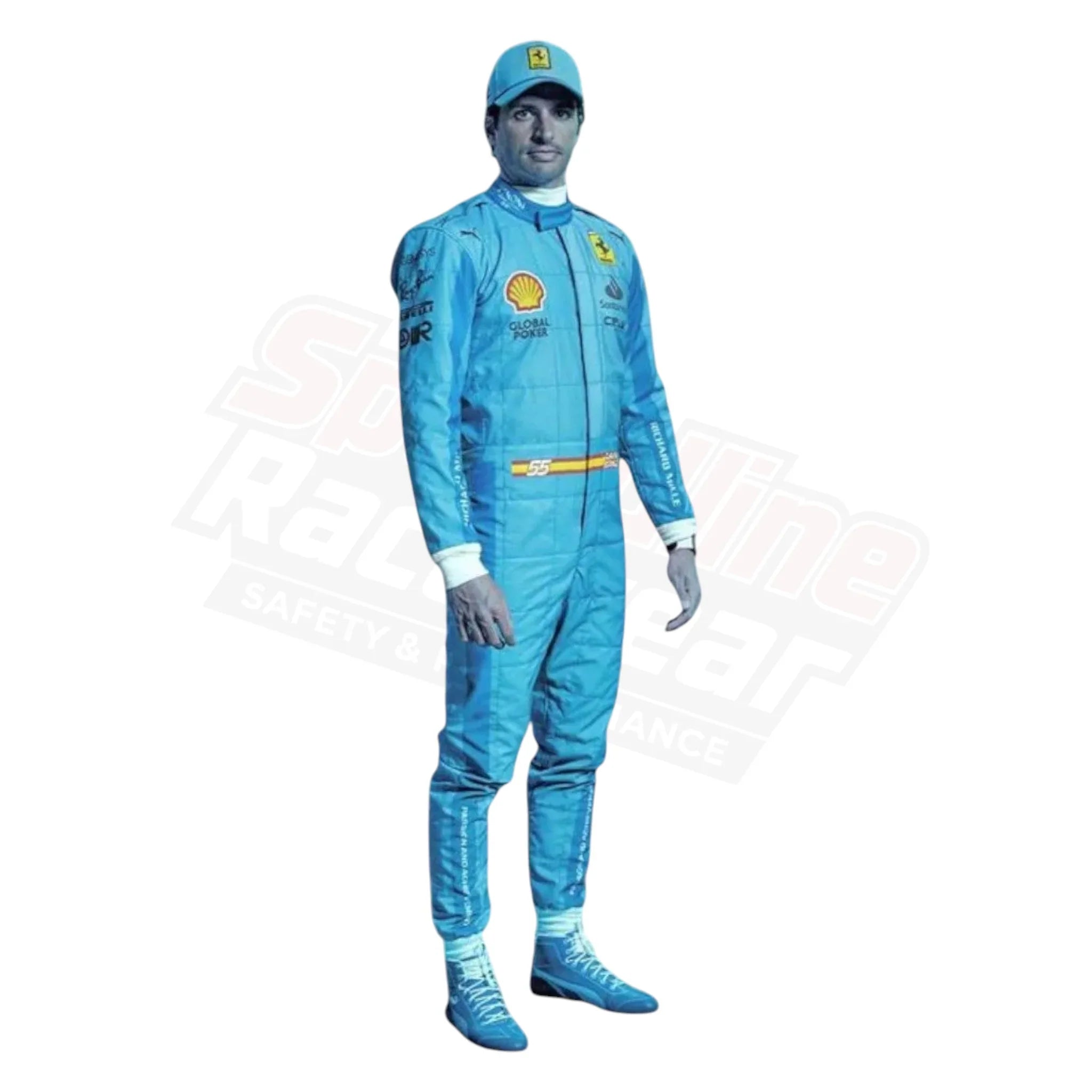 New 2024 Carlos Sainz Jr Miami Grand Prix Ferrari F1 Racing Suit Replica