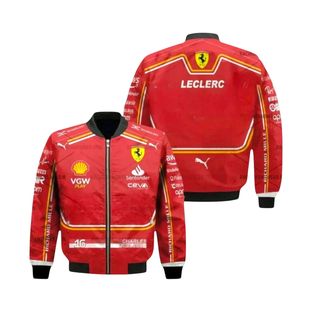Charles Leclerc Ferrari 2024 F1 Vintage Racing Jacket – Classic Motorsport Edition