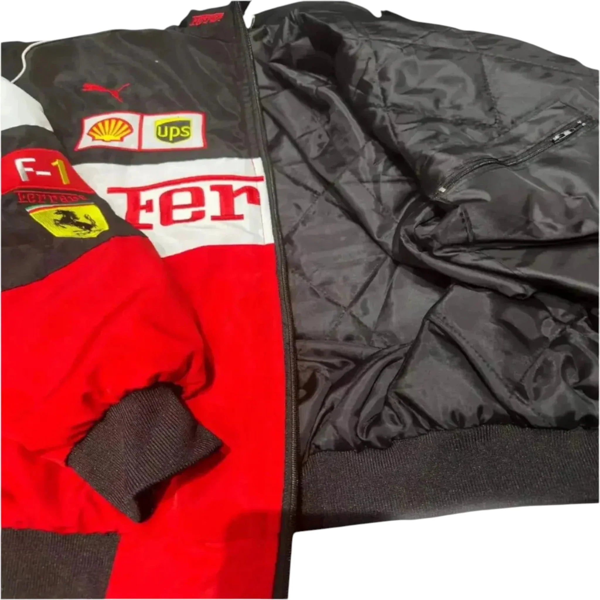Ferrari F1 Racing Embroidered & Printed Jacket – Motorsport Streetwear Edition