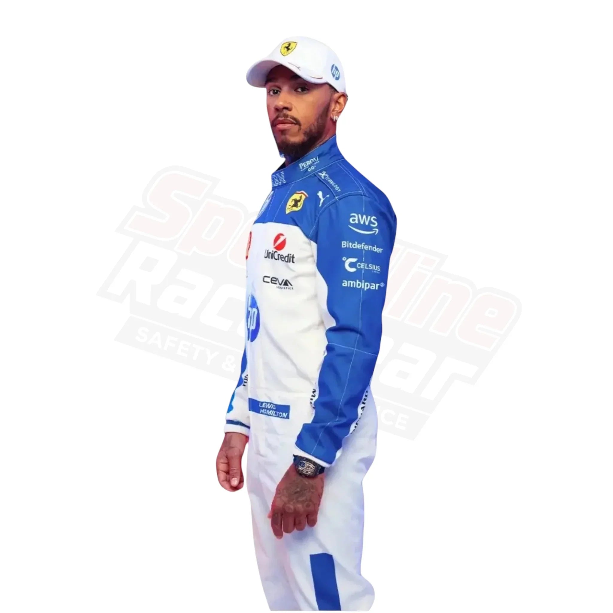Lewis Hamilton 2025 Ferrari F1 Racing Suit – Miami GP Edition