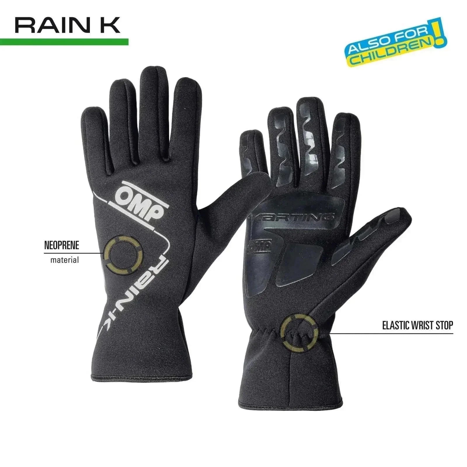OMP Rain K Wet Weather Kart Racing Gloves – Waterproof Grip